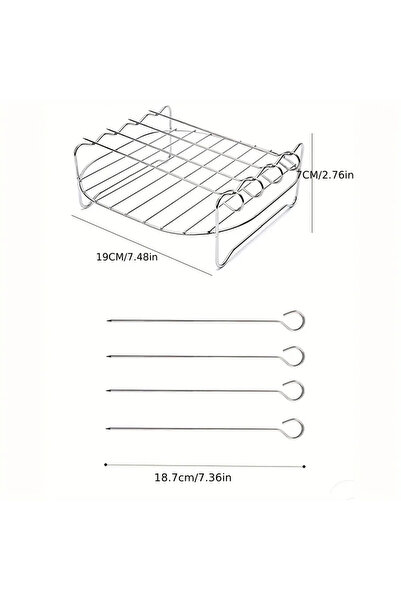 Choice Grill with 4 needles 1 Set of Air Fryer Square Grill Stainless Steel, ...
