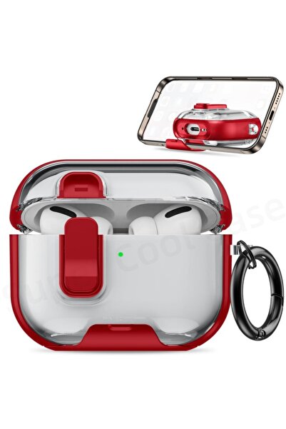 Choice جراب حماية لسماعات AirPods Pro 3 باللون الأحمر (إصدار 2025) مع حامل لل...