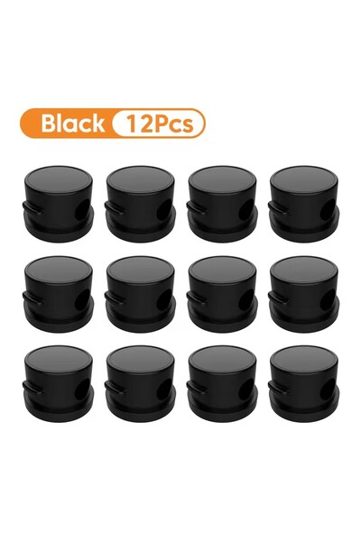 Choice 12 قطعة من مشابك الكابلات المغناطيسية السوداء الدوارة 360 درجة، منظم ك...