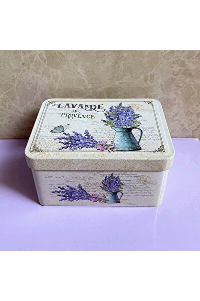 Choice صندوق تخزين مستطيل الشكل من المعدن بتصميم زهور الخزامى العتيق من SH، م...