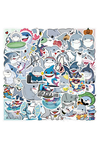 Choice ٥٠ قطعة من ملصقات جيف القرش الكرتونية، ملصقات يمكنك صنعها بنفسك، ملصقات لسجل القصاصات، الهاتف، الأمتعة، لوح التزلج، الماء