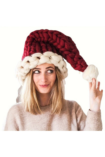 Choice قبعة بابا نويل مصنوعة يدويًا، قطعة واحدة، مناسبة لفصلي الخريف والشتاء،...