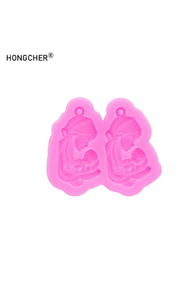 Choice1 أقراط وقلادة على شكل أم وردية تحمل طفلها، مصنوعة من السيليكون، بتصميم...