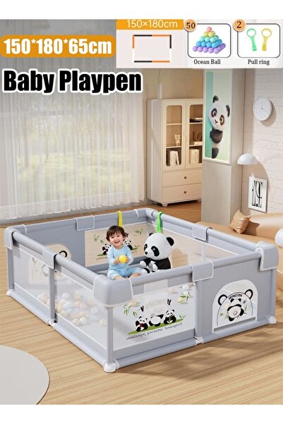 Generic Toddler Playpen with Gate 150*180cm Baby Safety Activity Center Packable Playpen with Non-slip Base