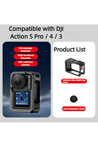 Choice metal cage Ronkoen Cage for Action 5 Pro Protective Metal Video Rig wi...