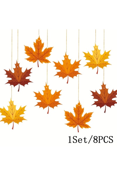 Choice 8 قطع من زينة إكليل أوراق القيقب الخريفية - زينة ورقية ريفية معلقة لعي...