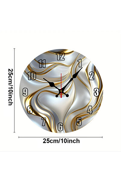 Choice 10 inch GZ-WYT08310064 Gold Wave Wooden Round Silent Hanging Wall Clock, Suitable For Living Room, O