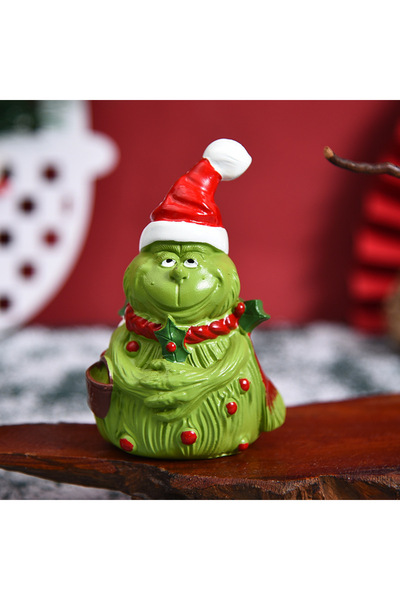 Choice كما هو موضح، مجسم وحش أخضر فروي مصنوع من الراتنج، زينة إبداعية لعيد ال...