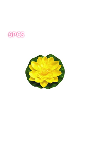 Choice زهرة اللوتس الصفراء الاصطناعية، 6 أو 8 قطع، نبات لوتس عائم، نبات زنابق مائي نابض بالحياة، منظر طبيعي مصغر