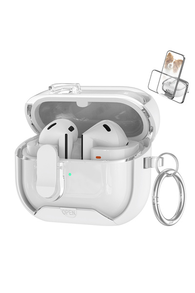 Choice جراب قفل آمن أبيض لسماعات Galaxy Buds 3 Pro، مزود بحامل للهاتف، جراب ح...