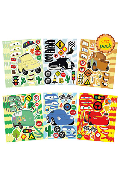 Choice1 12 ورقة ملصقات ديزني كارز، 6/12 ورقة، ملصقات وجه، لايتنينج ماكوين الر...