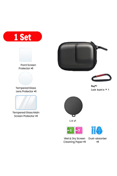 Choice طقم 15-8 غطاء عدسة سيليكون، حقيبة تخزين صغيرة لحقيبة حمل DJI Action 6، واقي زجاجي مقوى