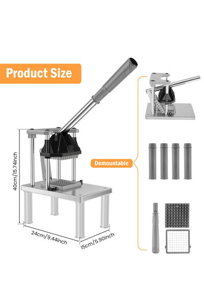 Choice نموذج مصوّر: قطاعة خضراوات وفواكه تجارية، قطاعة بطاطس مقلية مع شفرتين بديلتين من الفولاذ المقاوم للصدأ