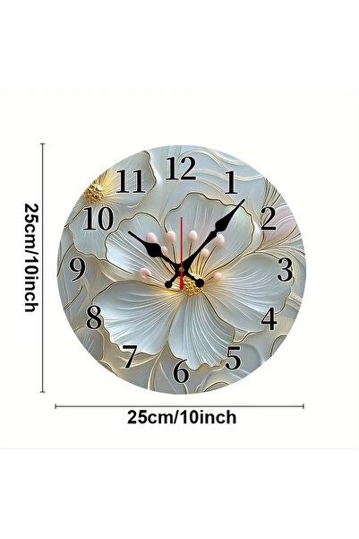Choice 10 inch GZ-WYT09110018 Golden & Pink Floral Wooden Round Silent Hanging Wall Clock, Suitable For Liv