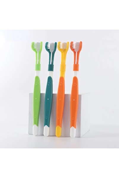 Choice as picture 4pcs set 4pcs Colorful 3 Sided Dog Toothbrush Set Triple He...