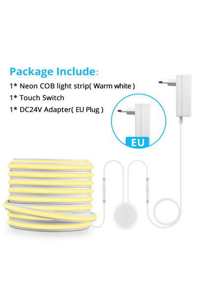Choice 2M 6.56FT Warm White-EU Plug Amazing! NEW COB LED Strip Light 24V High...