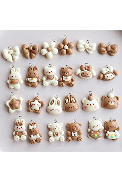 Choice 10pcs mix 10Pcs Resin Glossy Milk Tea Color Cute Little Rabbit Cat Bea...