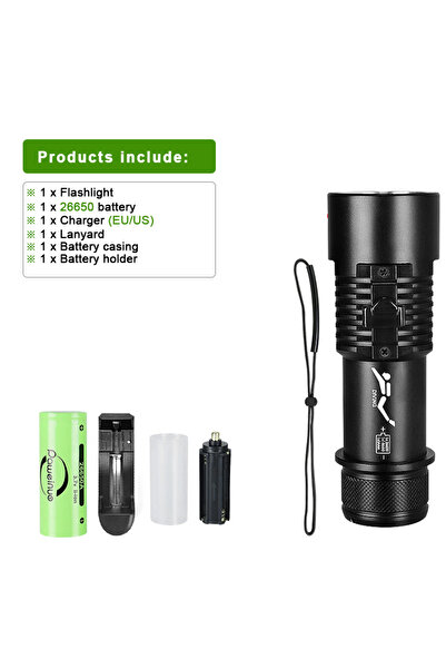 Choice مصباح غوص XHP199 C-26650 بقوة 600000 لومن، مصباح غوص LED XHP199، مصباح يدوي للغوص تحت الماء