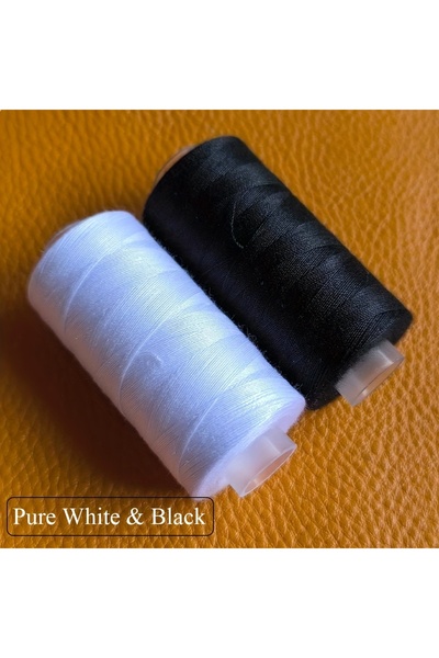 Choice خيط خياطة بوليستر أسود وأبيض نقي، قطعتان/عبوة، 500 متر/لفة، 40S2 - مثا...