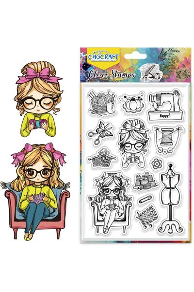 Choice AECH09-05668 طوابع شفافة للبنات، طوابع سيليكون شفافة على شكل خيط ومشبك ورق، طوابع على شكل فراشة، طابع شفاف صغير