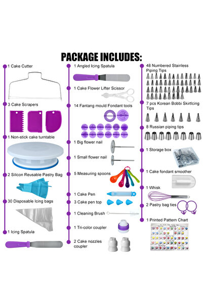 Choice مجموعة أدوات تزيين الكيك، تتضمن 137 قطعة من حامل دوار للمعجنات، وفوهة ...