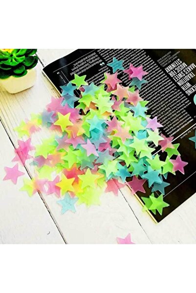 Choice ملصقات جدارية مضيئة بألوان متنوعة، 100 قطعة، على شكل نجوم، مناسبة لغرف...