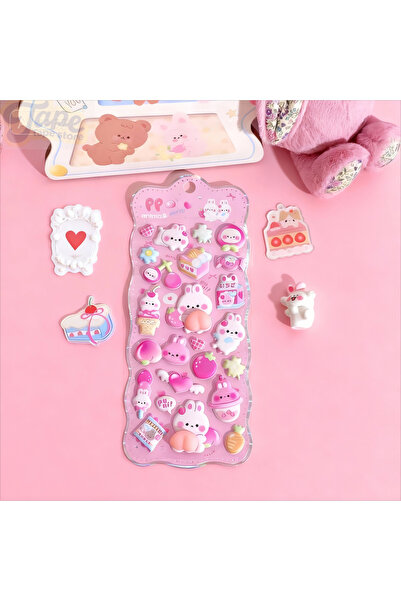 Choice ملصق أرنب الخوخ ثلاثي الأبعاد اللطيف، ملصقات حيوانات كاواي - ملصق إسفن...