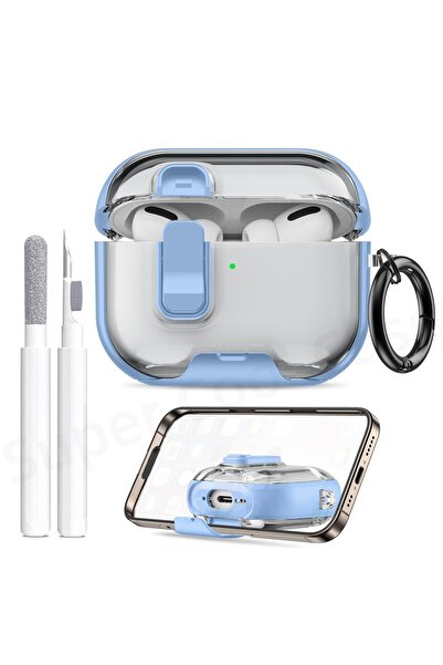 Choice جراب AirPods Pro 3 أزرق سماوي مع قلم، إصدار 2025، مع حامل للهاتف ومجمو...