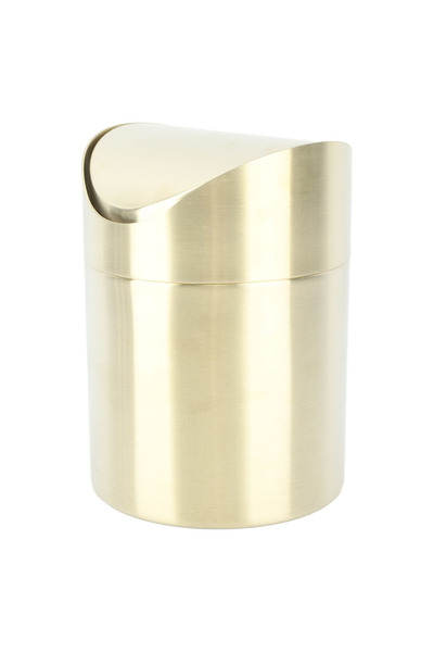 Choice سلة مهملات صغيرة ذهبية اللون، مناسبة لوضعها على سطح الطاولة، موفرة للمساحة، مقاومة لبصمات الأصابع، مصنوعة من الفولاذ المقاوم للصدأ 304