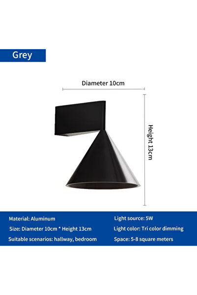 Choice مصباح حائط LED أسود دافئ من الألومنيوم، أبيض دافئ، مقاوم للماء، للاستخ...