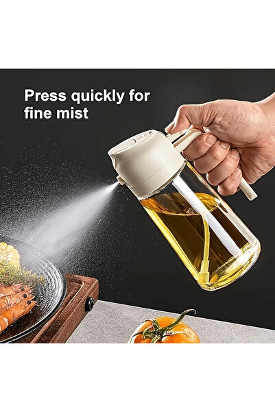 Choice زجاجة بخاخ بيضاء 2 في 1، سعة 470 مل، مناسبة للطبخ، وتتبيل السلطة، والقلاية الهوائية، وخبز زيت المطبخ