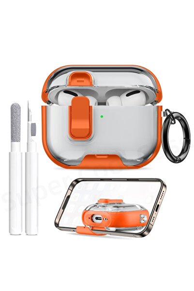 Choice جراب حماية لسماعات AirPods Pro 3 باللون البرتقالي مع قلم، وحافظة لسماع...
