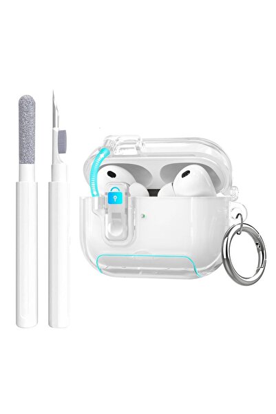 Choice جراب سماعات أذن شفاف مزود بحامل للهاتف، مقاوم للصدمات، وقفل آمن.