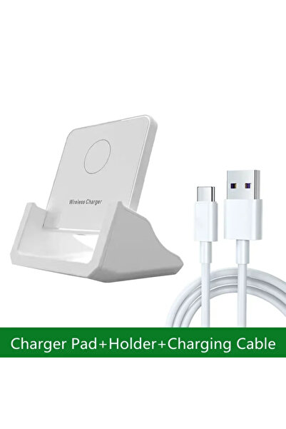 Vikefon شاحن لاسلكي أبيض اللون بقوة 30 واط مع حامل، قابل للإزالة، للاستخدام على سطح المكتب، عمودي، متوافق مع هواتف آيفون 16 و15 و14 و1