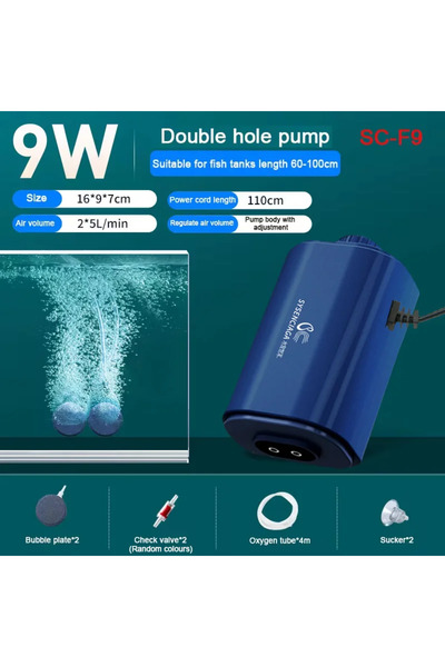 Choice1 220v 9w Double holes set 3W-12W Silent Aquarium Oxygen Air Pump with ...