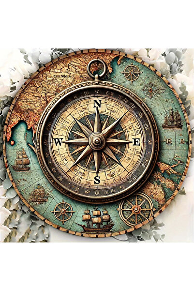 Miniso Round 20X20CM TYA9551 Quirky 2D Vintage Nautical Compass Sign: Perfect Indoor/Outdoor Decor and an E