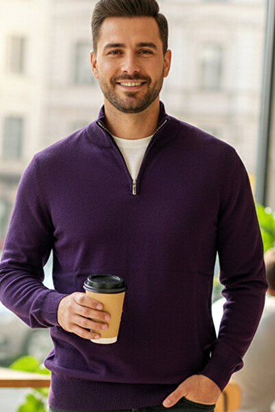 Ottawe Regular Fit Rahat Kalıp Fermuarlı Yarım Balıkçı Yaka Uzun Kol Düz Günl...