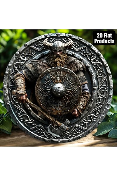 Miniso Round 20X20CM 2D Flat, 2D flat printing, 1pc, round aluminum metal decorative sign, Viking warrior t
