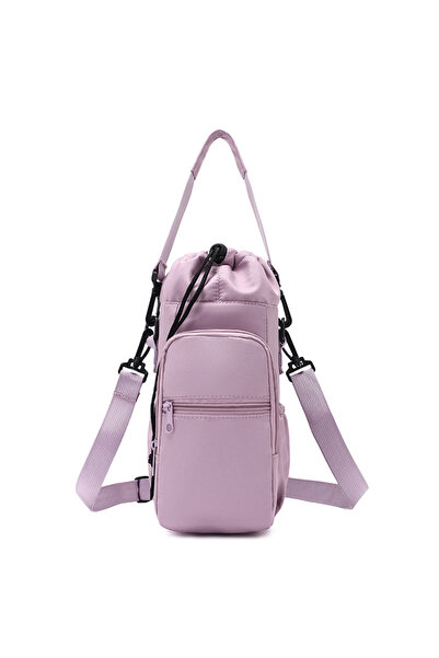 Choice حقيبة زجاجة ماء محمولة بنفسجية اللون مزودة بحزام قابل للتعديل، وغطاء ع...