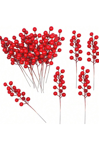 Choice 20 قطعة من النباتات الاصطناعية الحمراء، 10/20 قطعة من نباتات هولي الصغ...