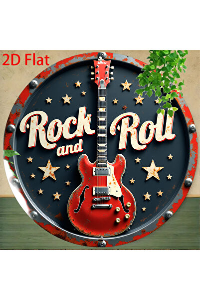 Miniso 20x20 2D Flat - 1pc Retro Rock 'n' Roll Aluminum Tin Sign Wall Art - 8x8 Inch Vintage Round Metal Pl