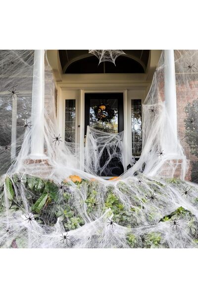 Choice 60 غرام، 200 قدم مربع، زينة هالوين بشبكات عنكبوت مع عناكب صناعية، خيوط...