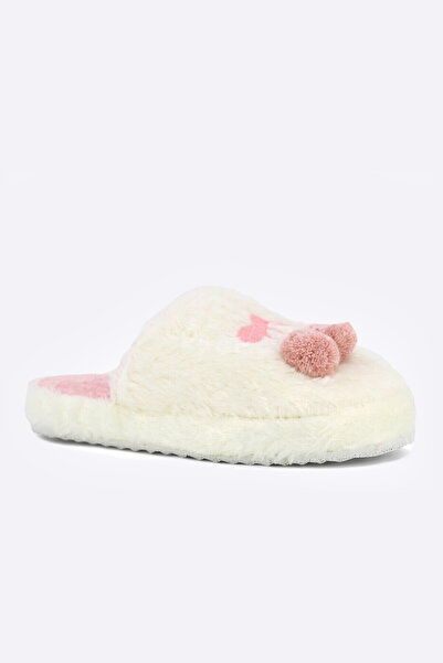 Pijamoni Ecru Plush Cherry Closed-Front House Slippers