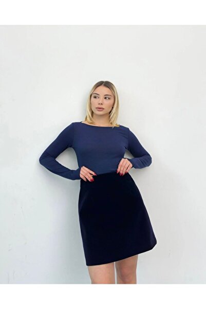 Vinales Kadife Fermuarlı Yüksel Bel Mini Etek