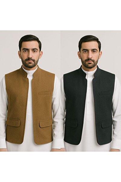 SNOOZYL Winter vest, double-sided wool, for comfort and style, brown and blac...