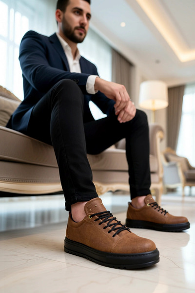 BENERLY حذاء رياضي رجالي برباط ونعل منخفض ومقدمة مستديرة 100% كتان عملي ومتين...