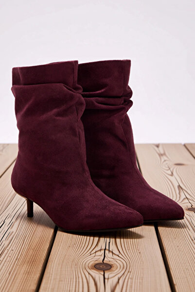 BENERLY Kadın Sivri Burun Kısa Topuklu Yarım Bot Suni Deri Fonksiyonel Dayanıklı Kaliteli Şık