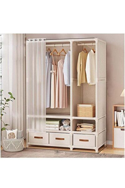 Arabest خزانة ملابس محمولة بثلاثة أدراج، وخزانة ملابس معلقة بقضيب تعليق.