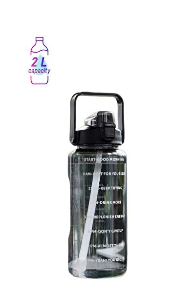 Arabest زجاجة ماء، كوب رياضي كبير سعة 2000 مل مزود بماصة قابلة للإزالة وعلامة...