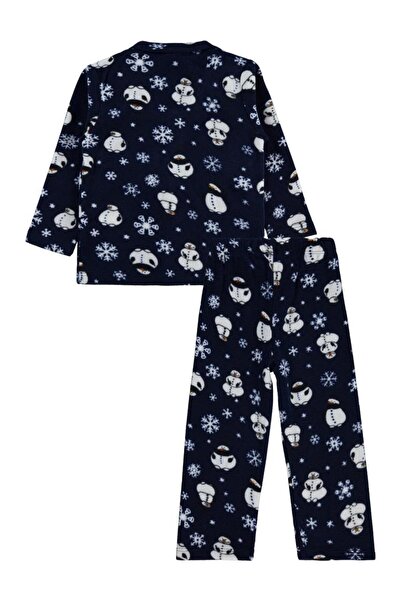 Civil Boys Snowman Printed 2-5 Years Old Pajama Set - Navy Blue 5-6 Years Old